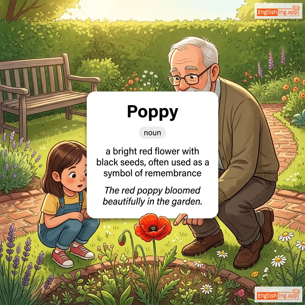 Poppy definition card — visual illustration of the meaning