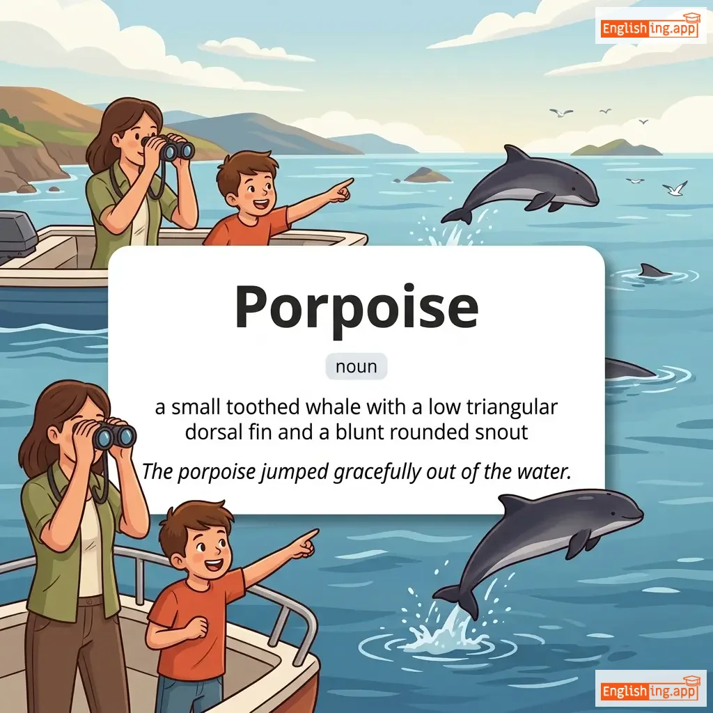 Porpoise definition card — visual illustration of the meaning