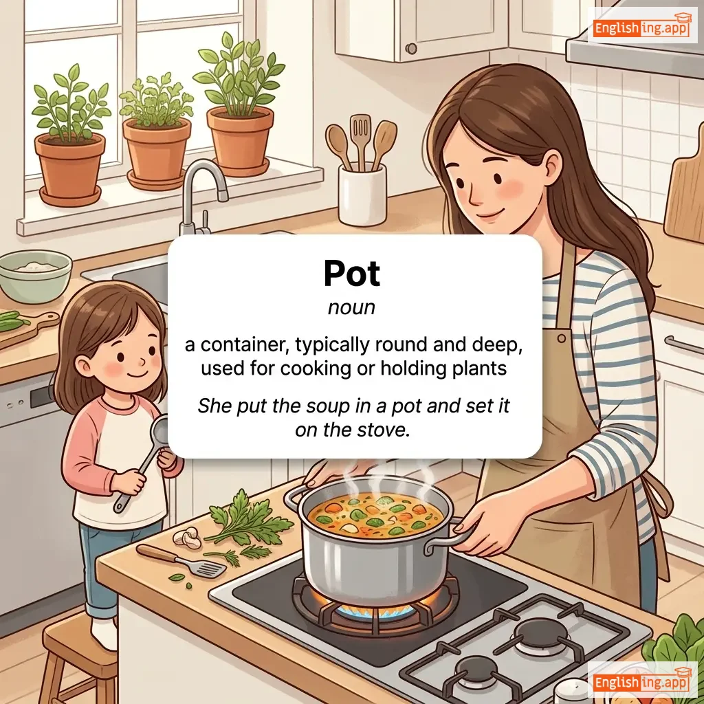 Pot definition card — visual illustration of the meaning