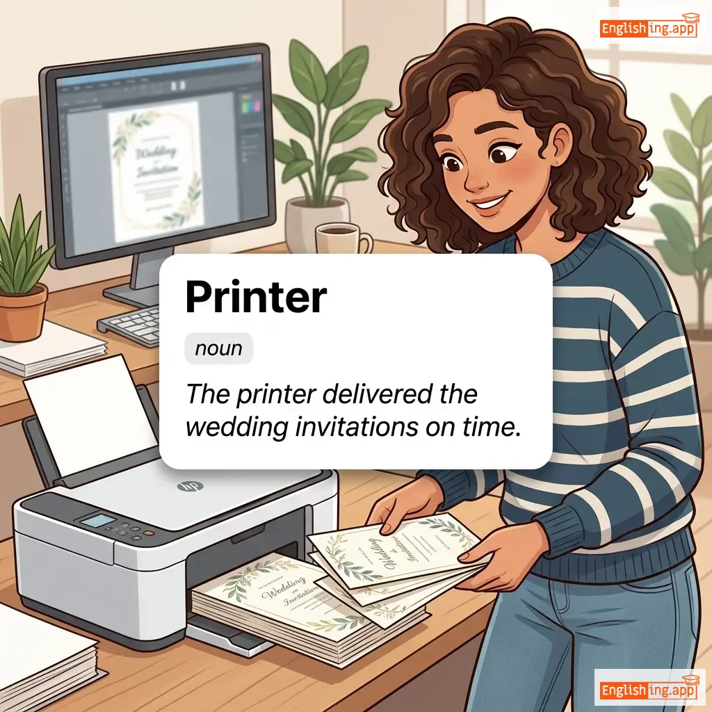 Printer definition card — visual illustration of the meaning