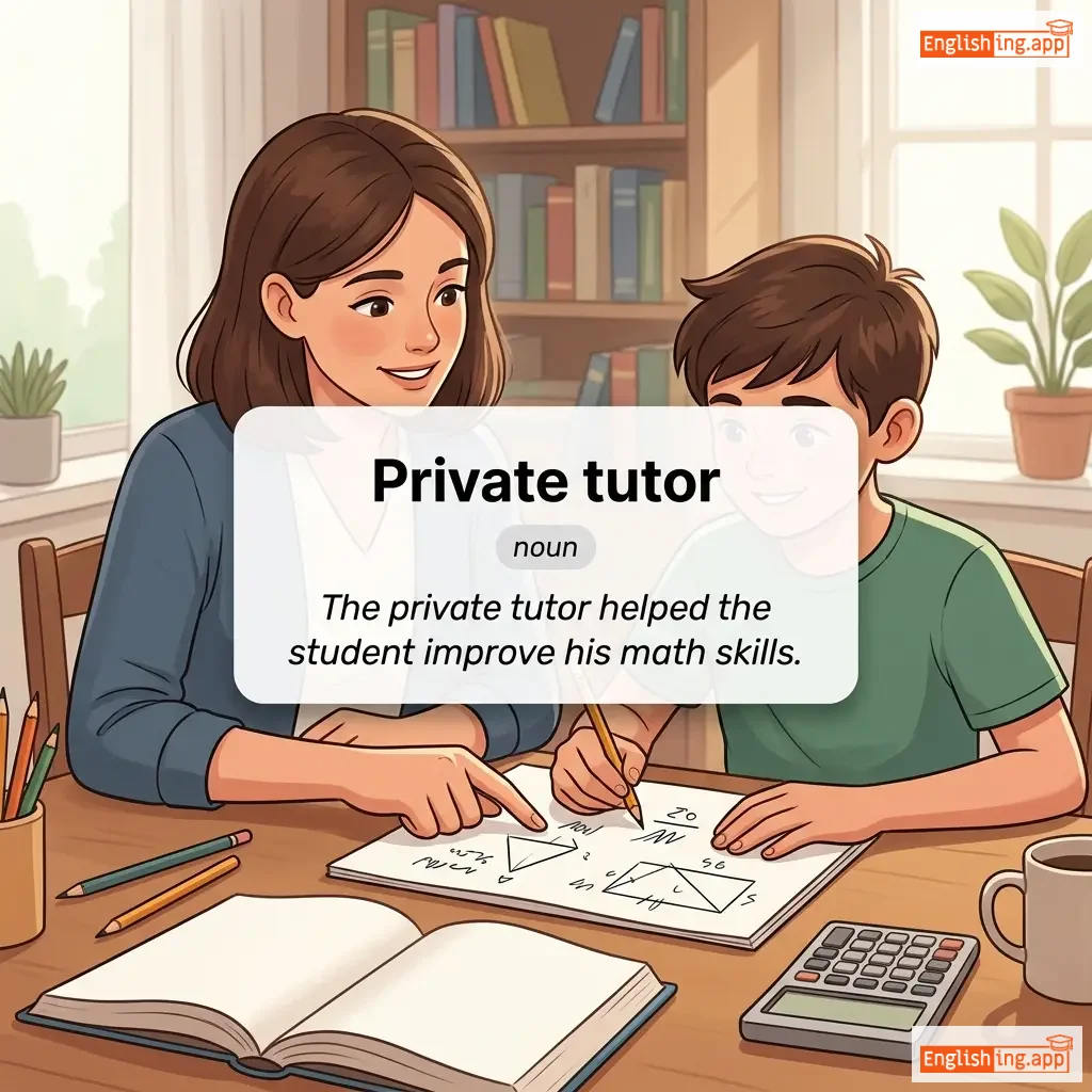Private tutor definition card — visual illustration of the meaning