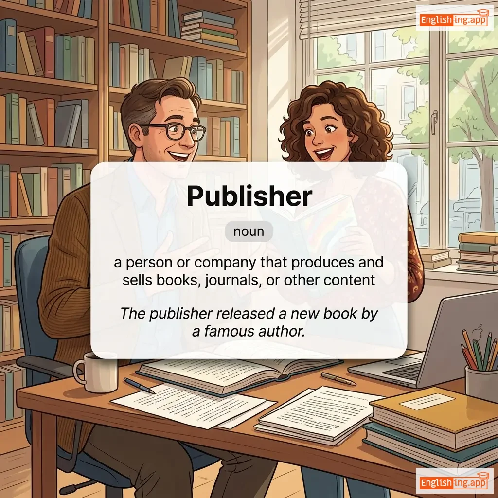 Publisher definition card — visual illustration of the meaning