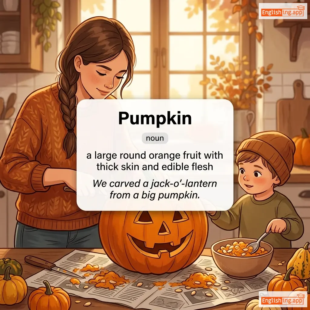 Pumpkin definition card — visual illustration of the meaning
