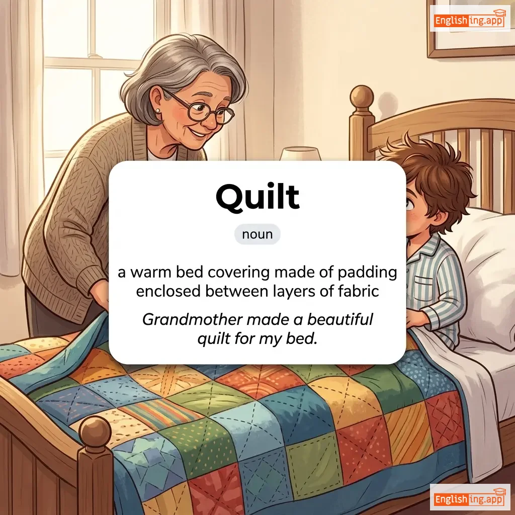 Quilt definition card — visual illustration of the meaning