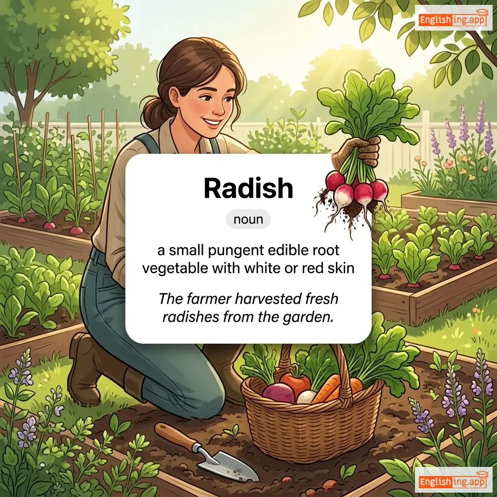 Radish definition card — visual illustration of the meaning
