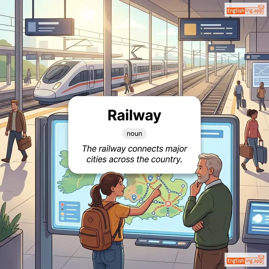 Railway definition card — visual illustration of the meaning