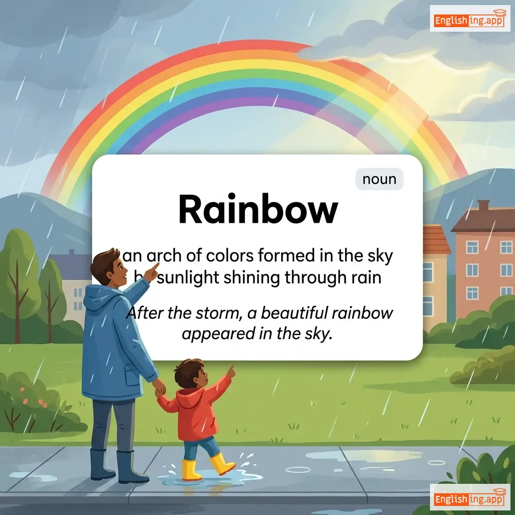 Rainbow definition card — visual illustration of the meaning