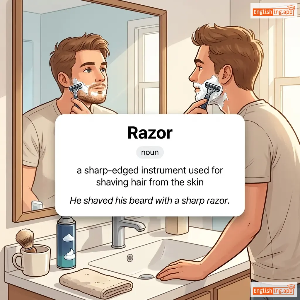 Razor definition card — visual illustration of the meaning
