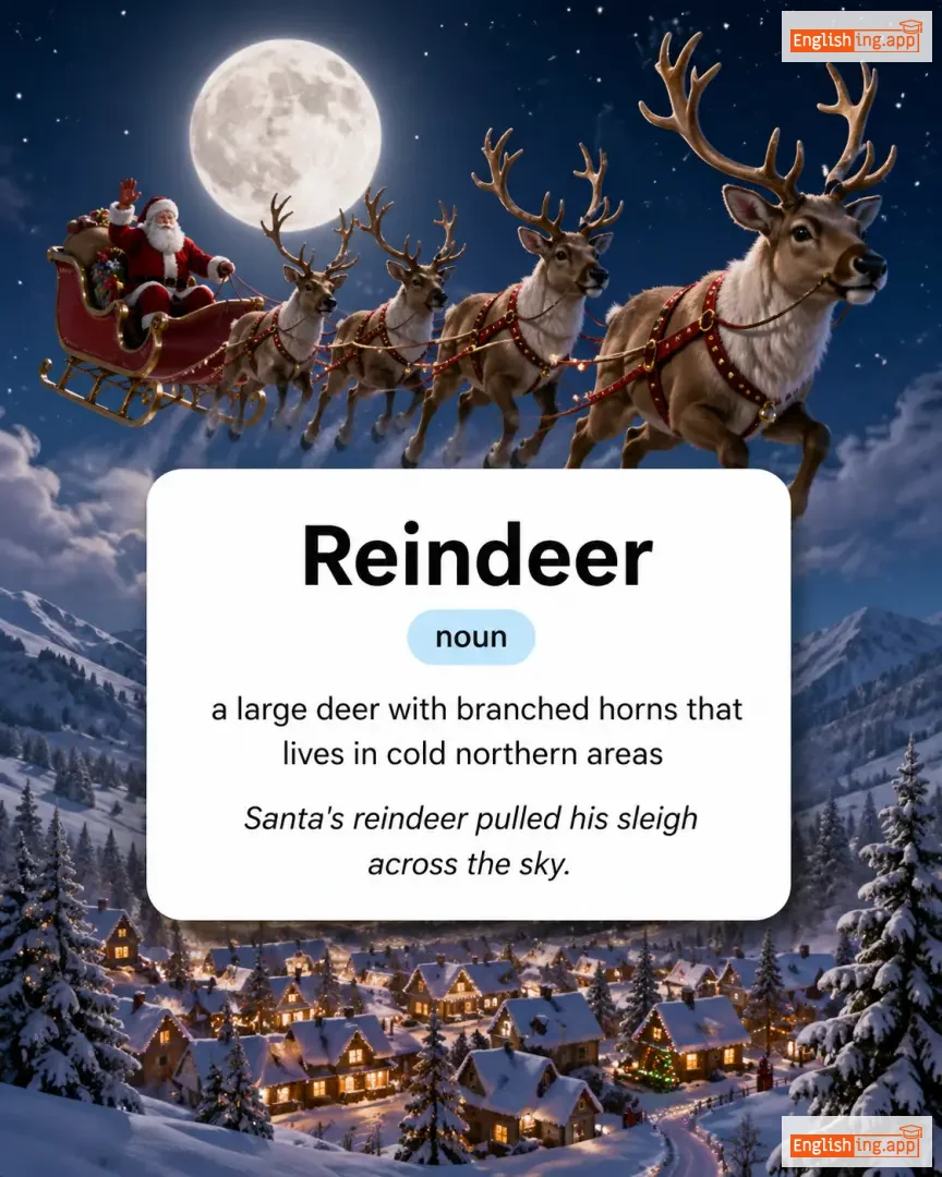 Reindeer definition card — visual illustration of the meaning