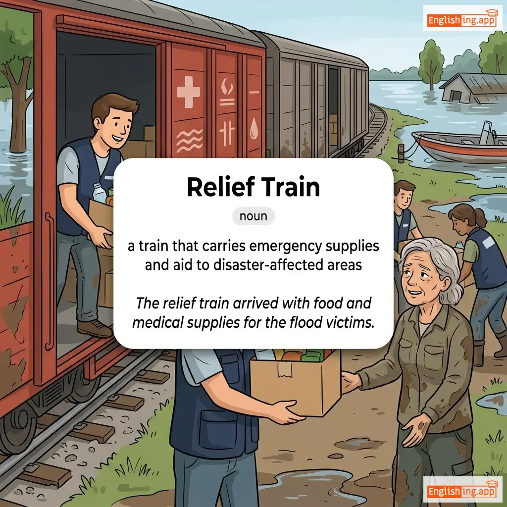 Relief Train definition card — visual illustration of the meaning