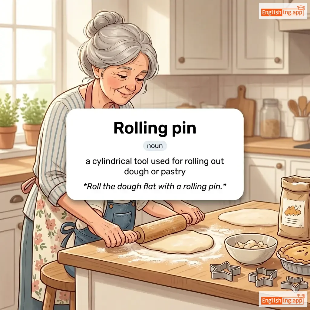 Rolling pin definition card — visual illustration of the meaning