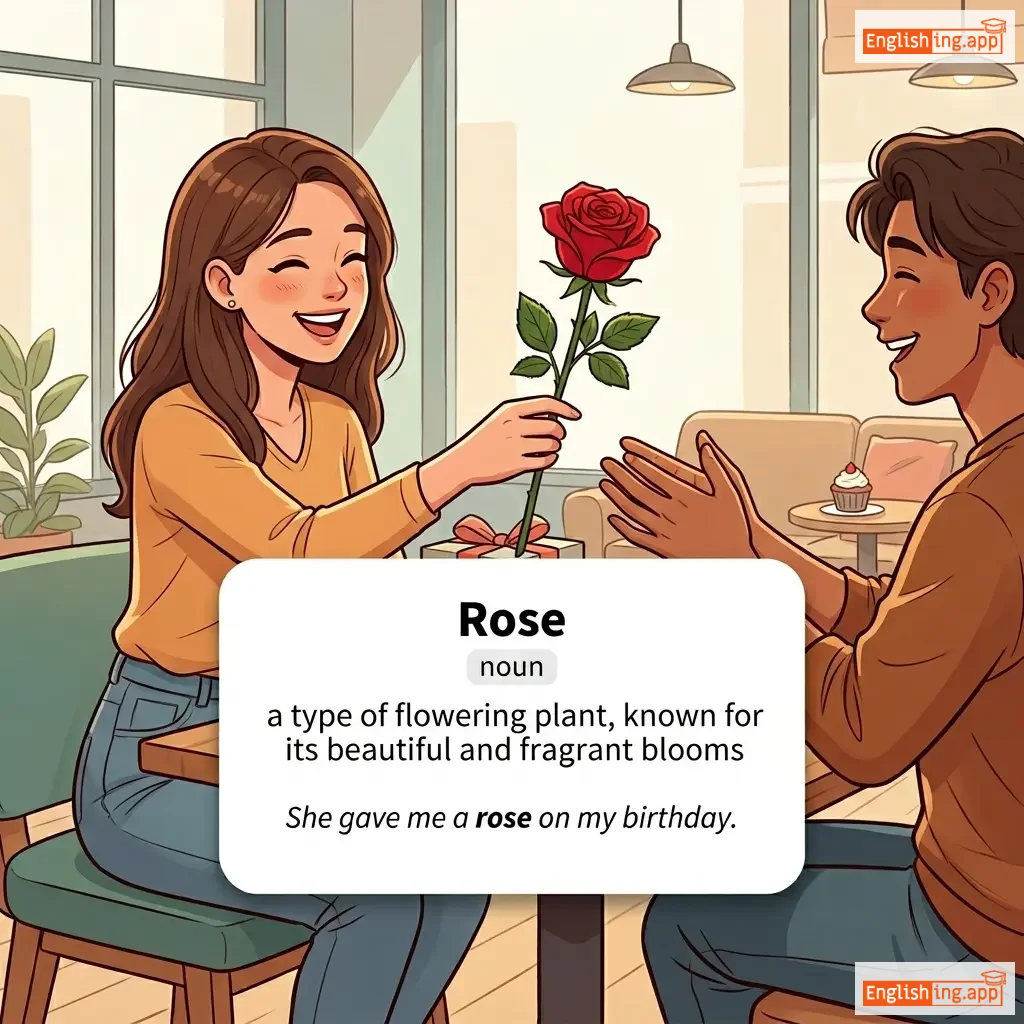 Rose definition card — visual illustration of the meaning