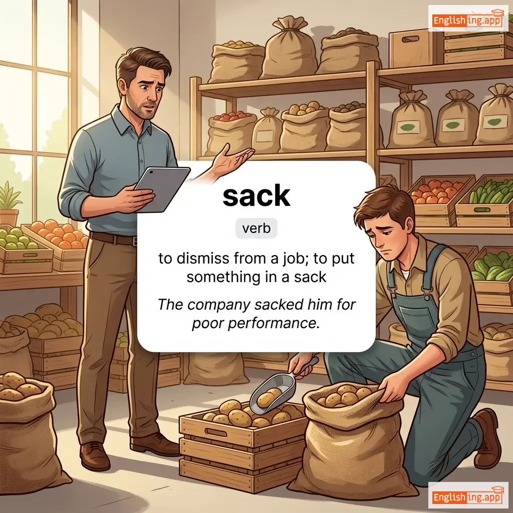 sack definition card — visual illustration of the meaning