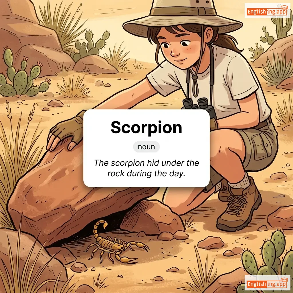 Scorpion definition card — visual illustration of the meaning