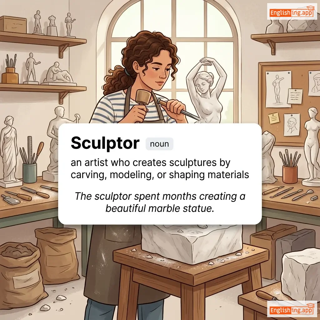 Sculptor definition card — visual illustration of the meaning