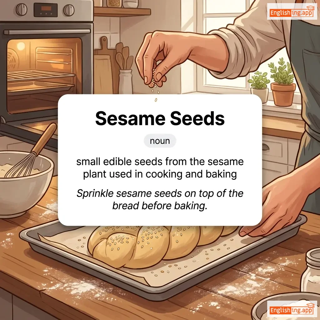 Sesame Seeds definition card — visual illustration of the meaning