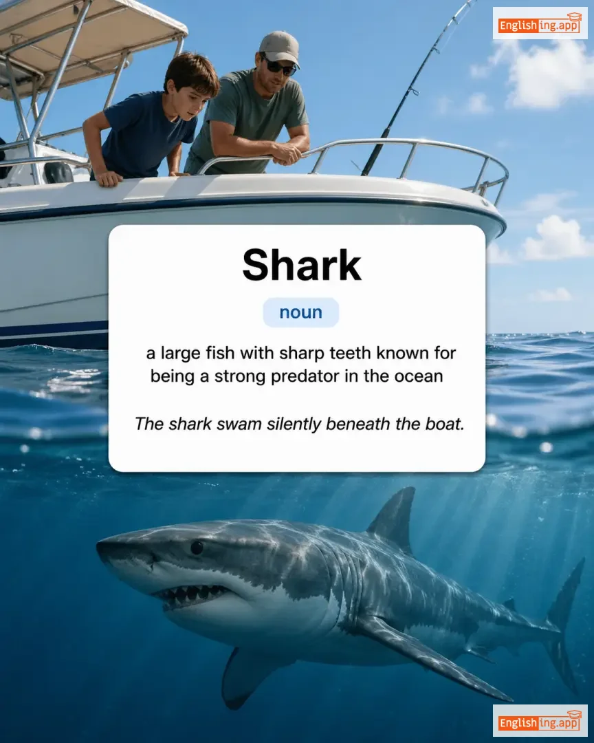 Shark definition card — visual illustration of the meaning