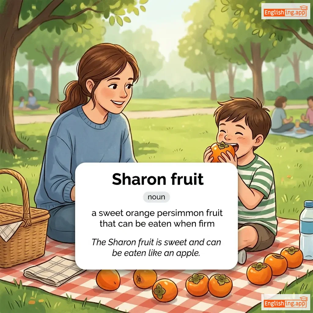 Sharon fruit definition card — visual illustration of the meaning