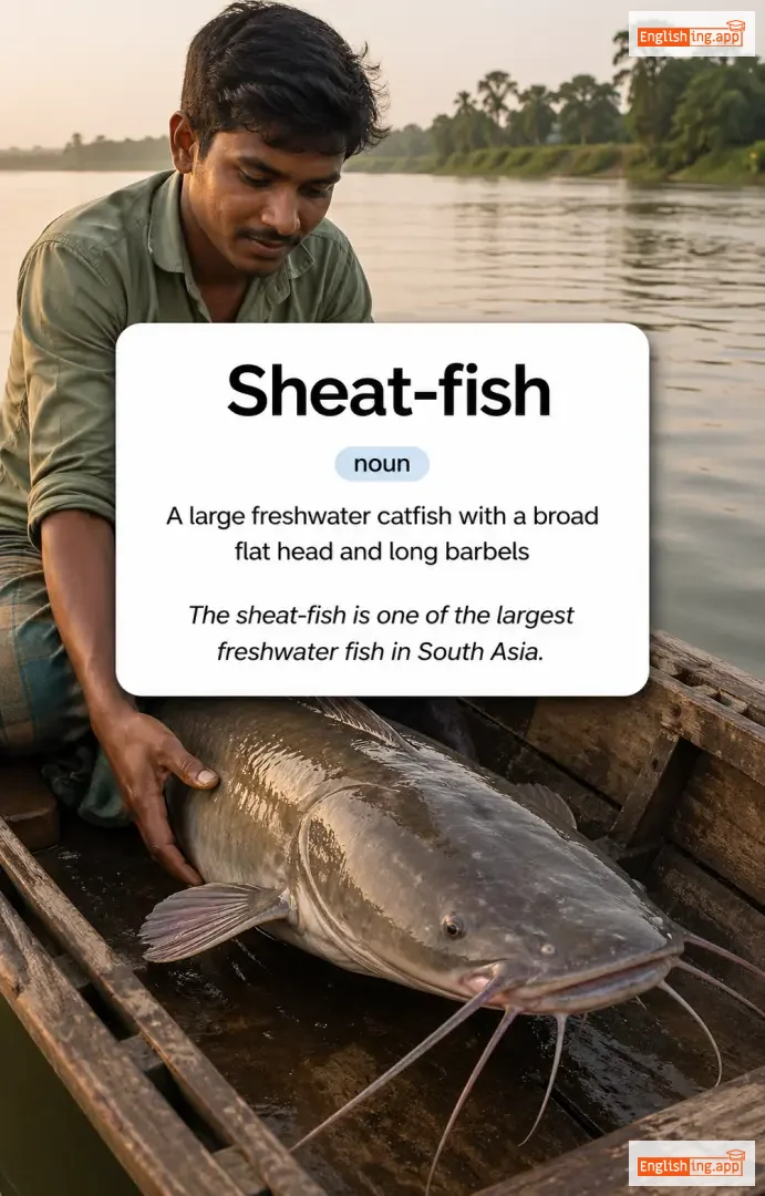 Sheat-fish definition card — visual illustration of the meaning