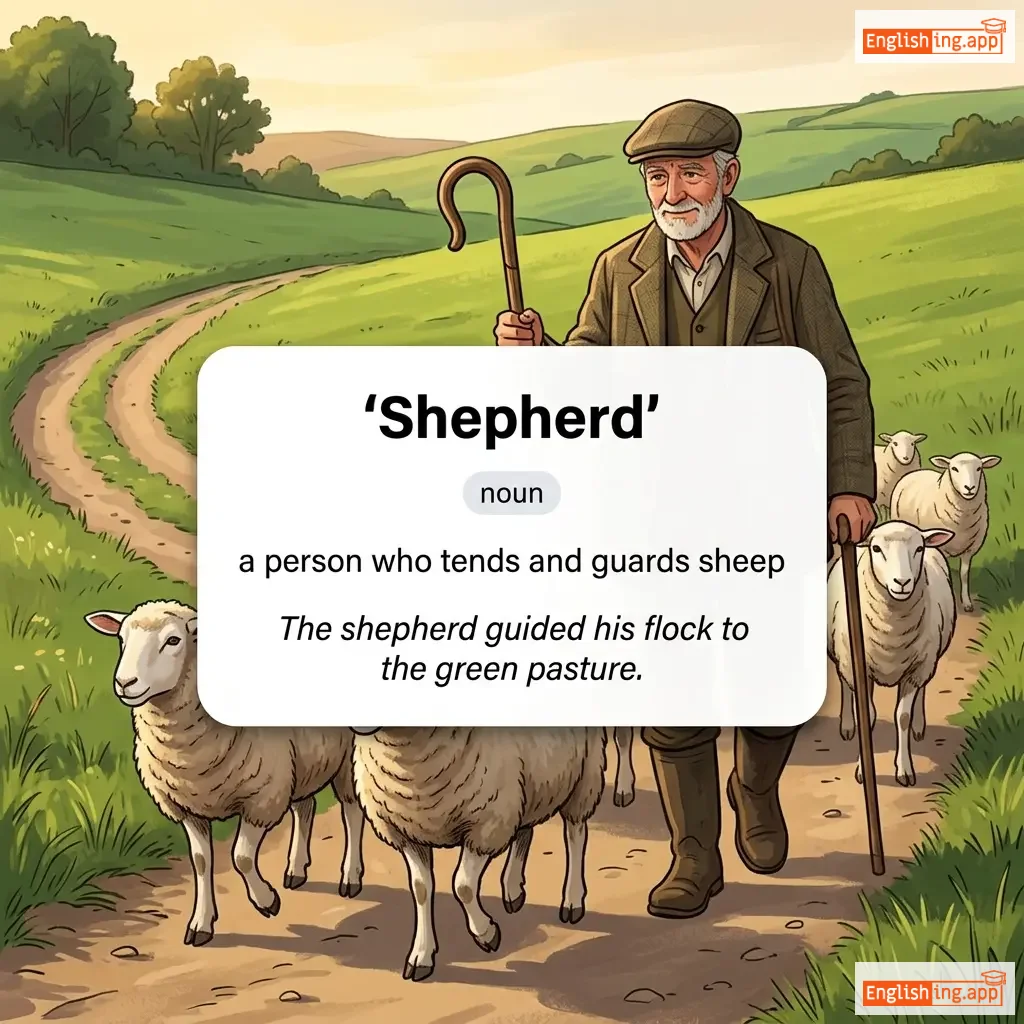 Shepherd definition card — visual illustration of the meaning
