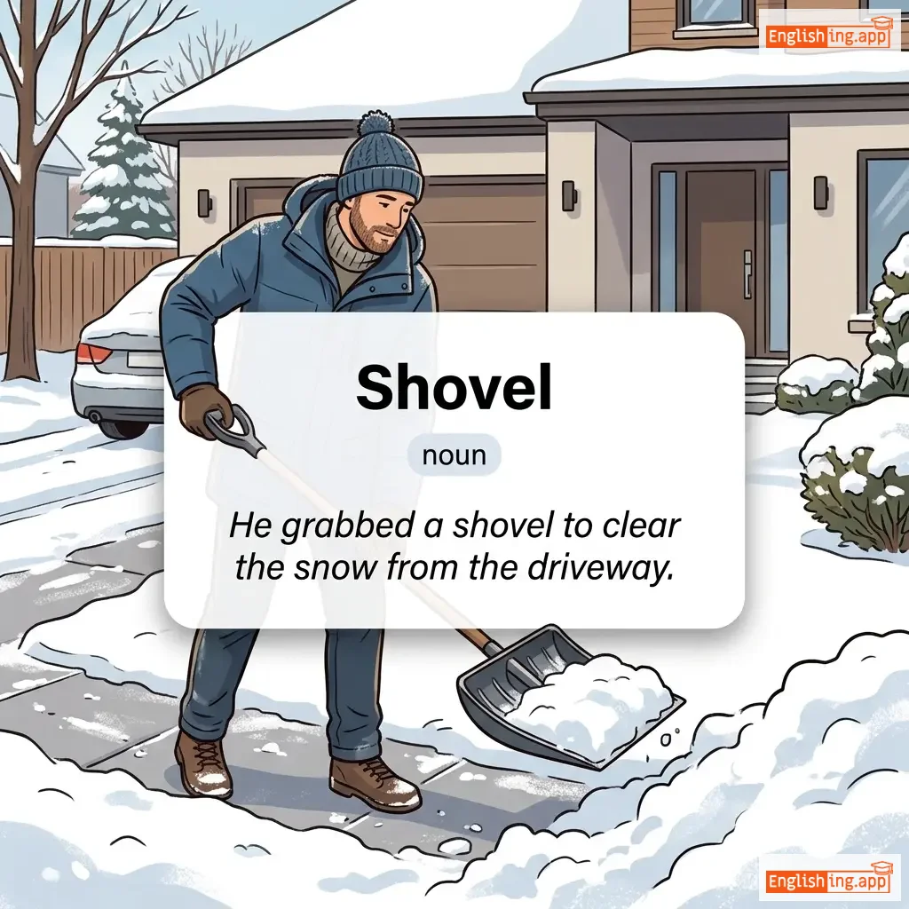 Shovel definition card — visual illustration of the meaning