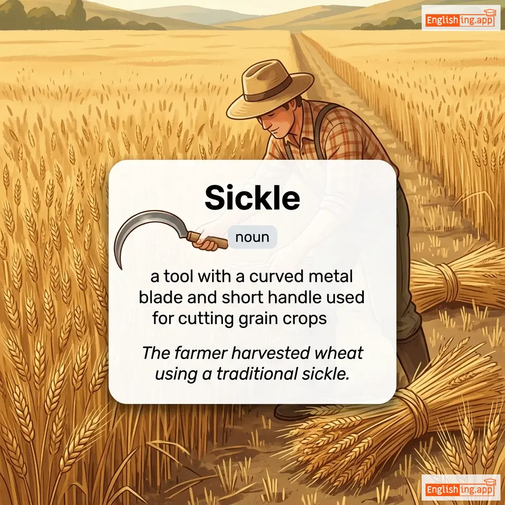 Sickle definition card — visual illustration of the meaning