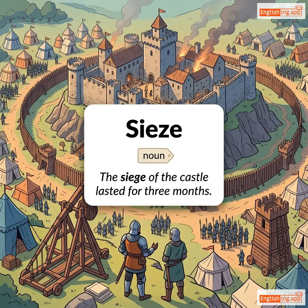 Sieze definition card — visual illustration of the meaning