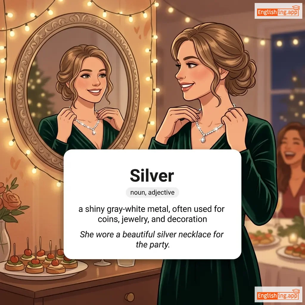 Silver definition card — visual illustration of the meaning
