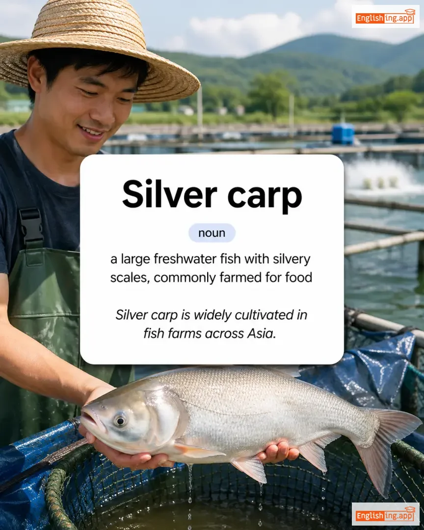 Silver carp definition card — visual illustration of the meaning