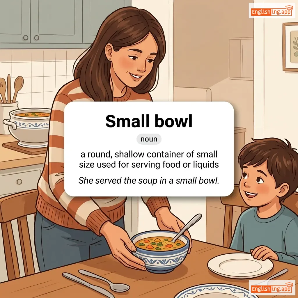 Small bowl definition card — visual illustration of the meaning