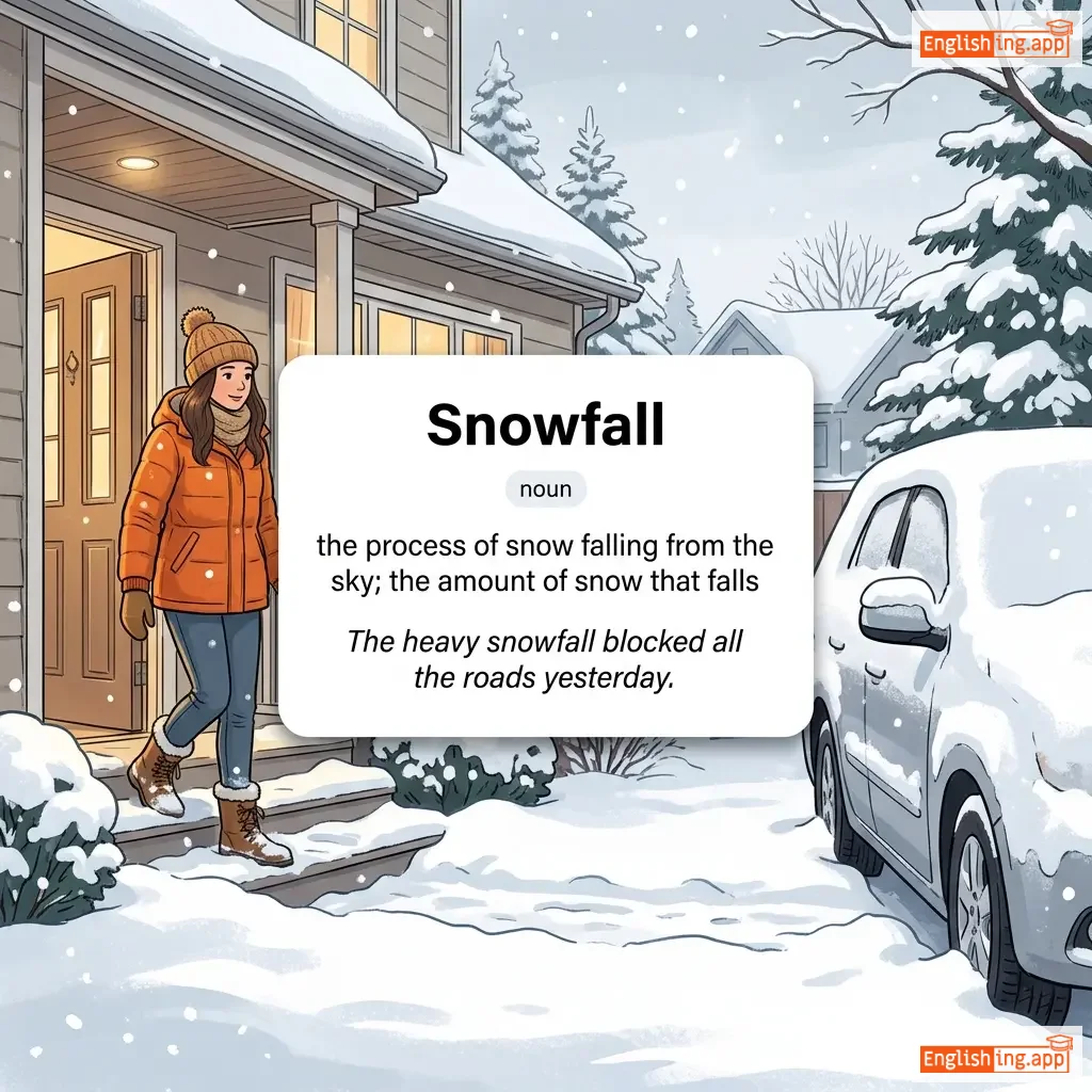 Snowfall definition card — visual illustration of the meaning