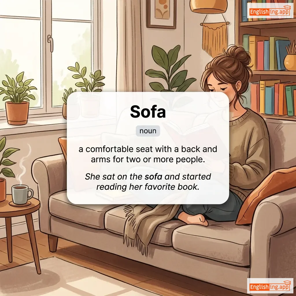 Sofa definition card — visual illustration of the meaning
