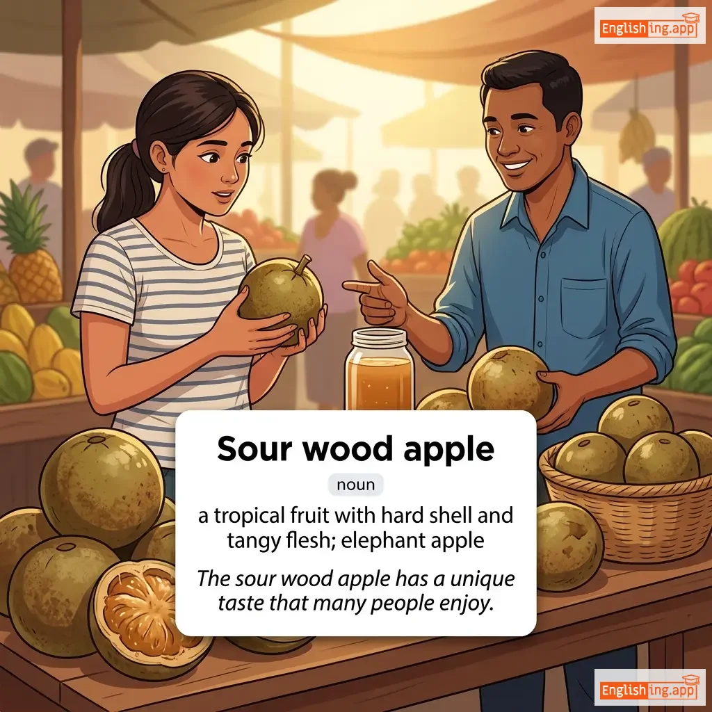Sour wood apple definition card — visual illustration of the meaning