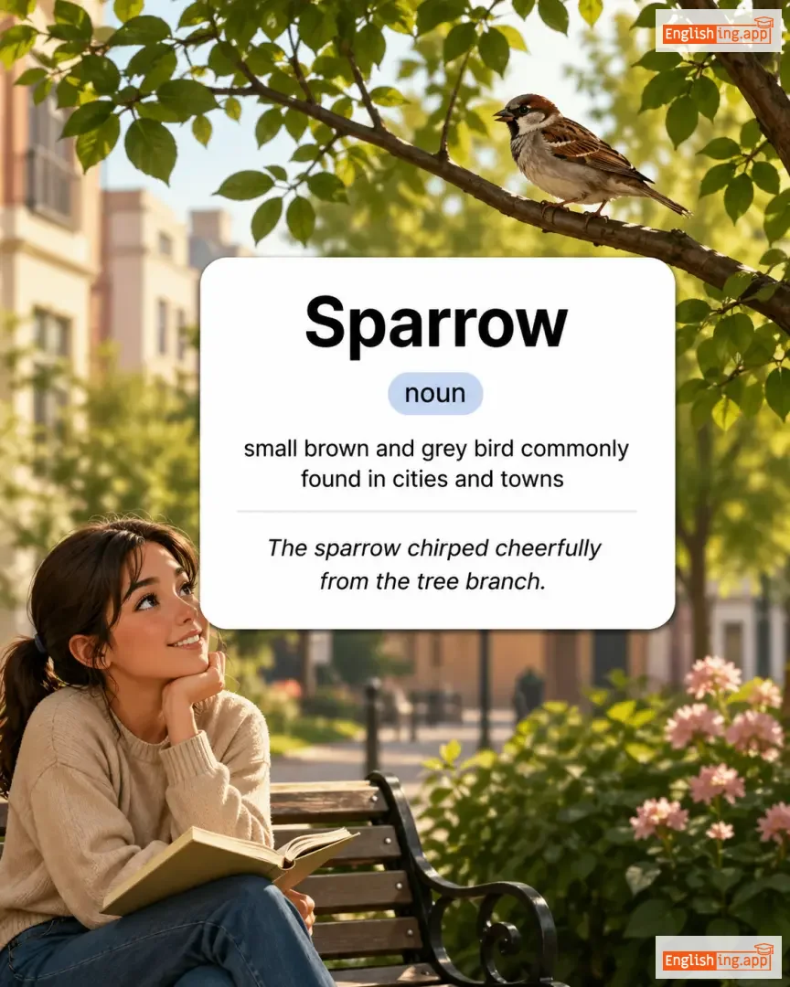 Sparrow definition card — visual illustration of the meaning