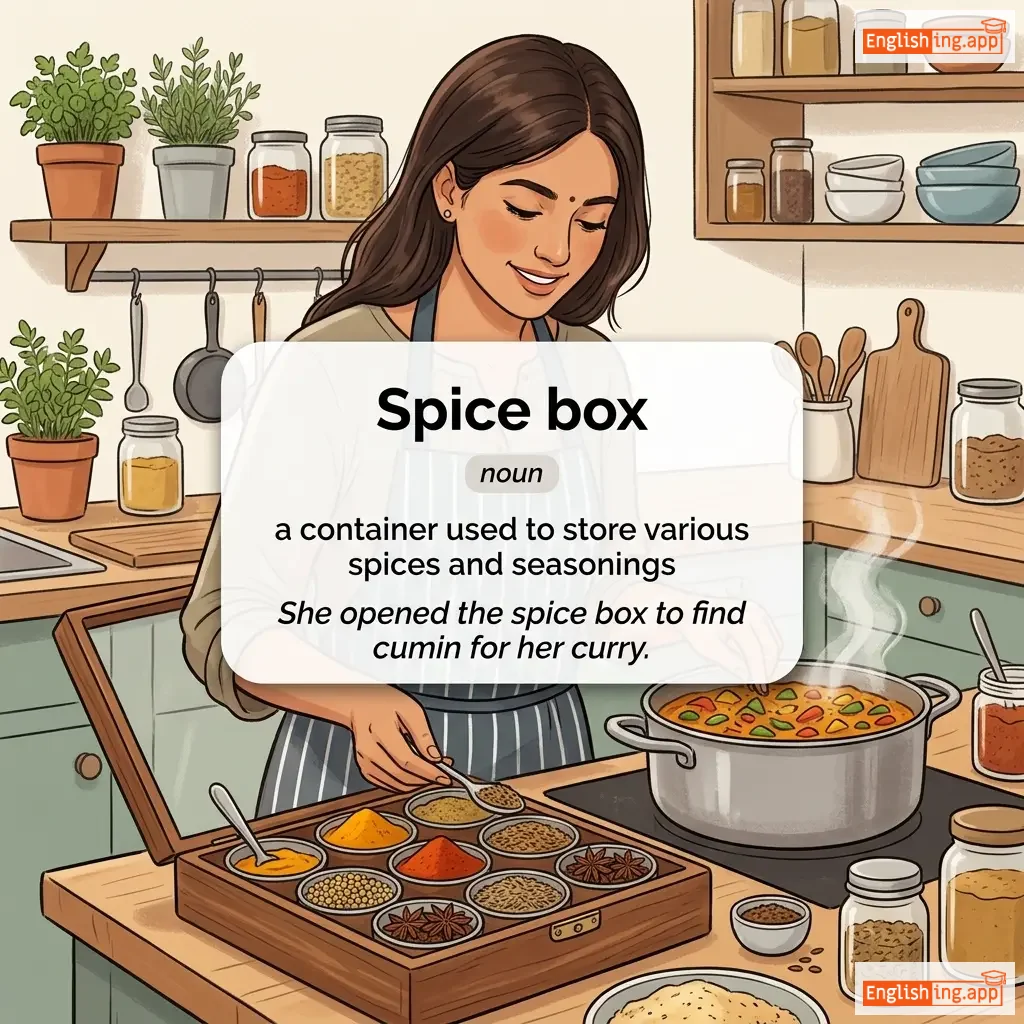 Spice box definition card — visual illustration of the meaning