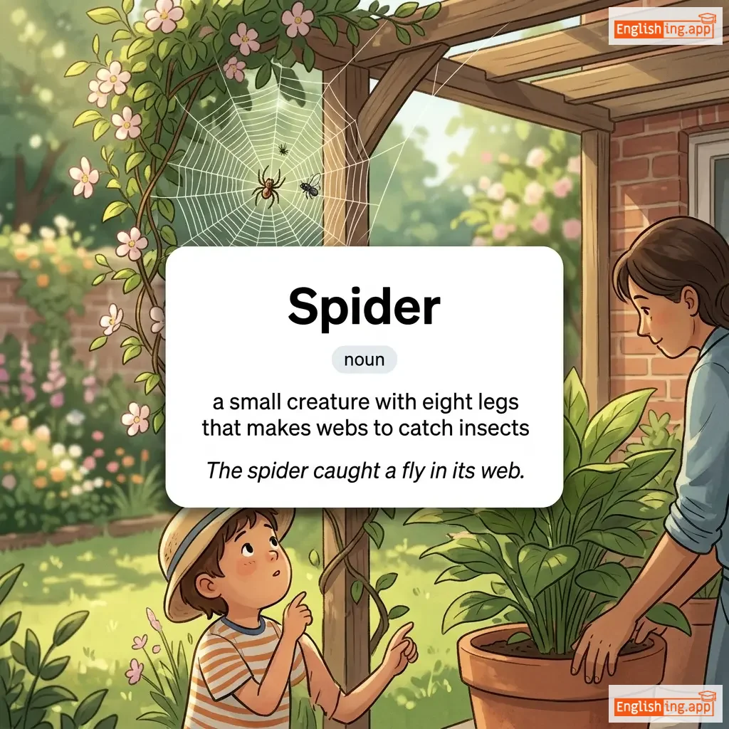 Spider definition card — visual illustration of the meaning