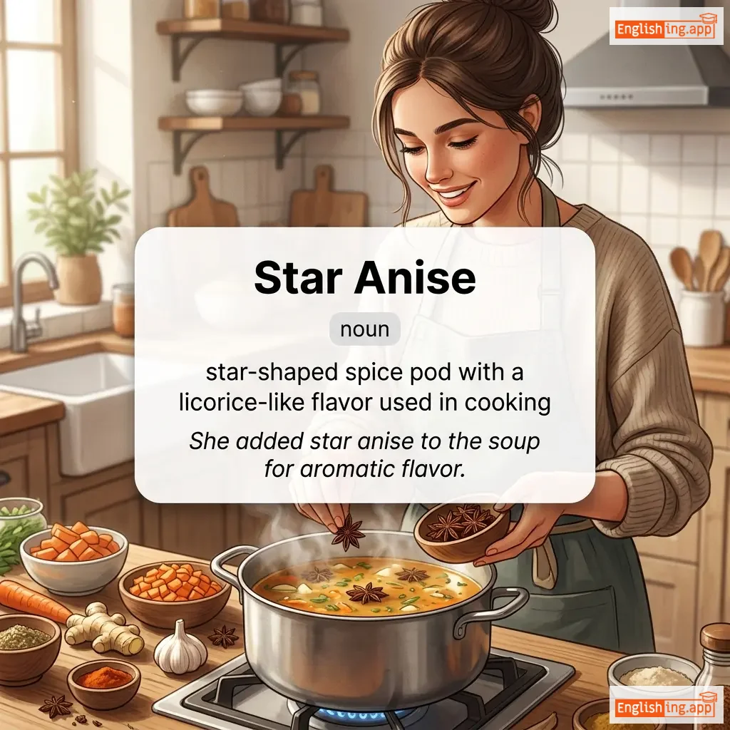 Star Anise definition card — visual illustration of the meaning