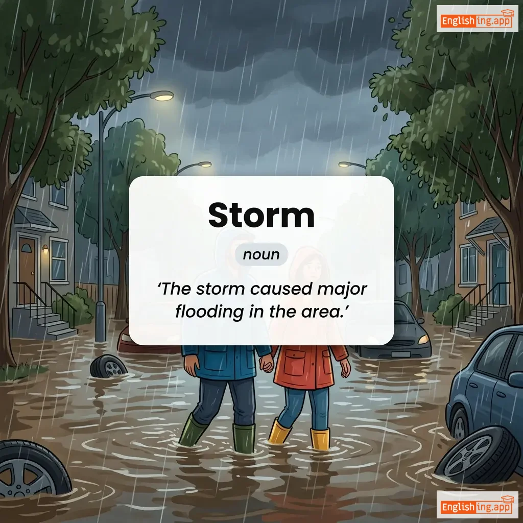 Storm definition card — visual illustration of the meaning