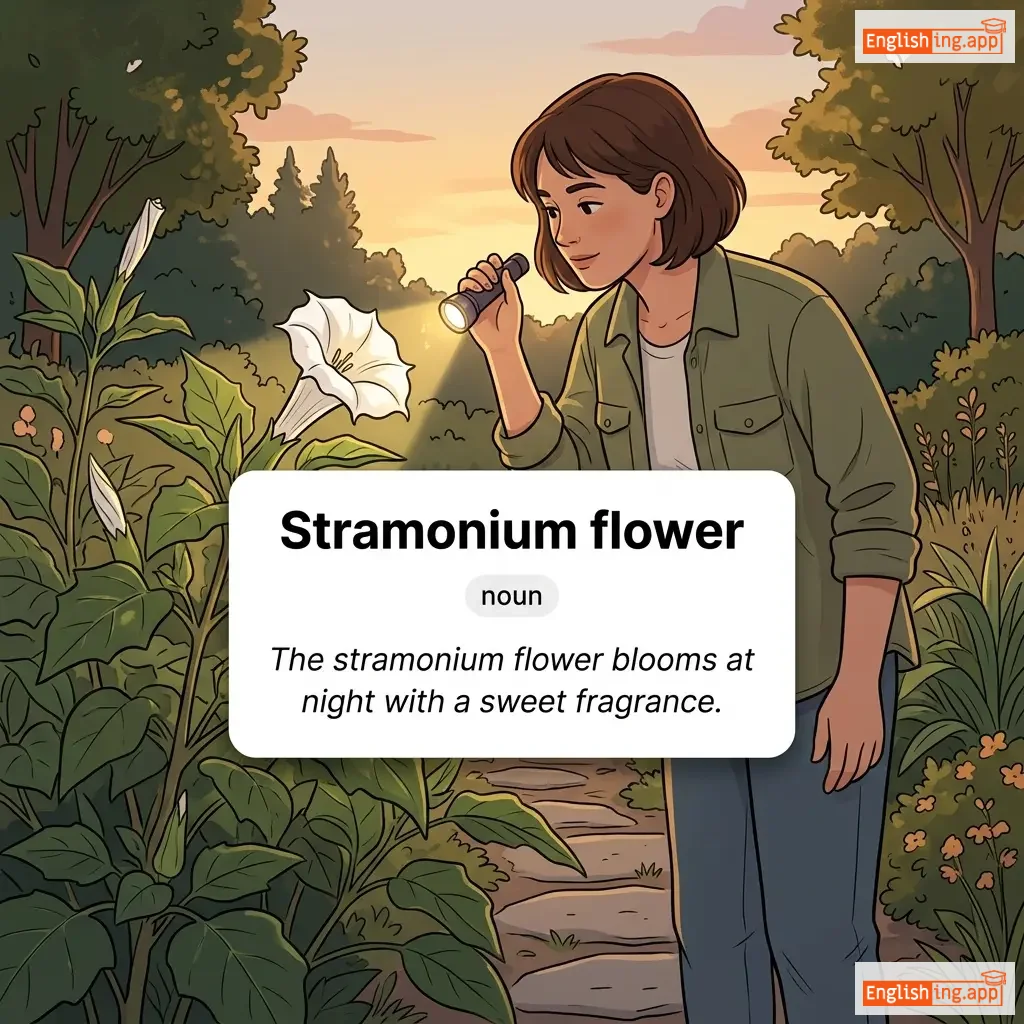 Stramonium flower definition card — visual illustration of the meaning