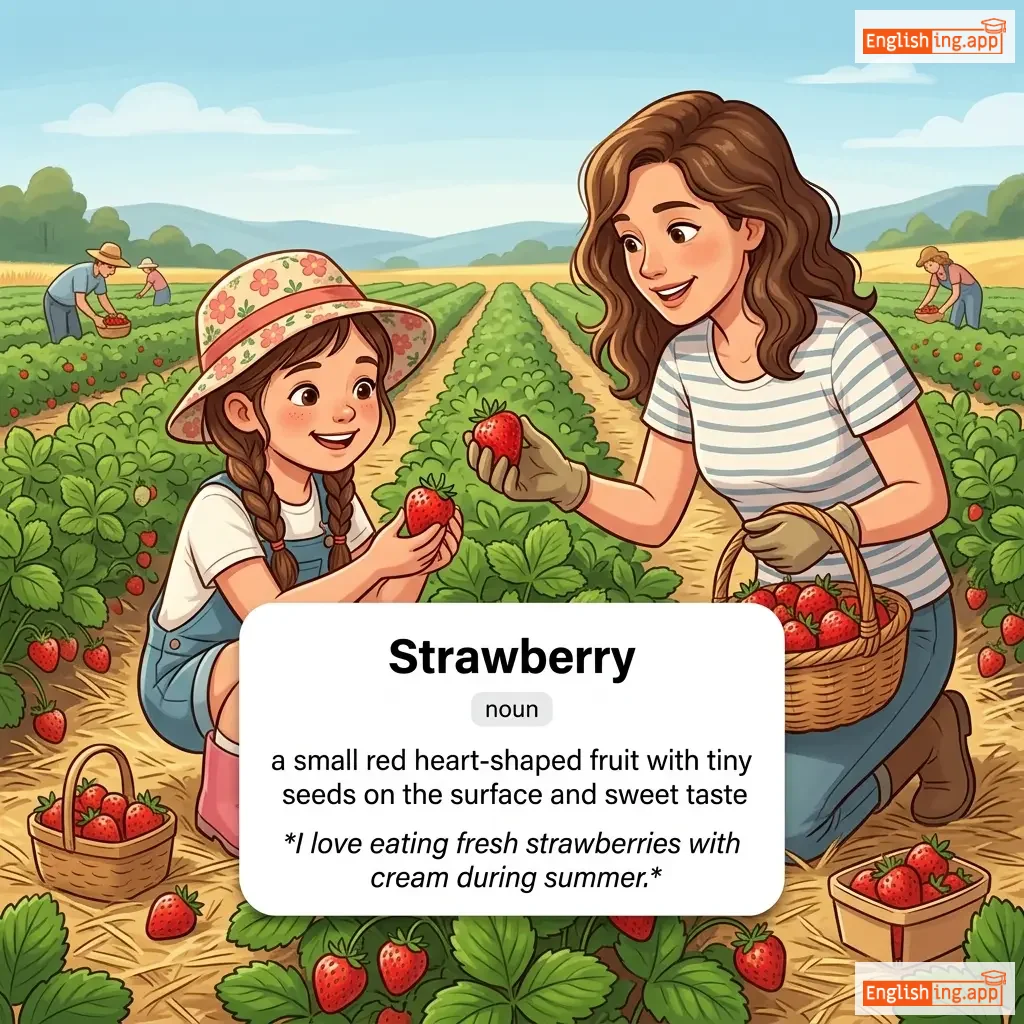Strawberry definition card — visual illustration of the meaning