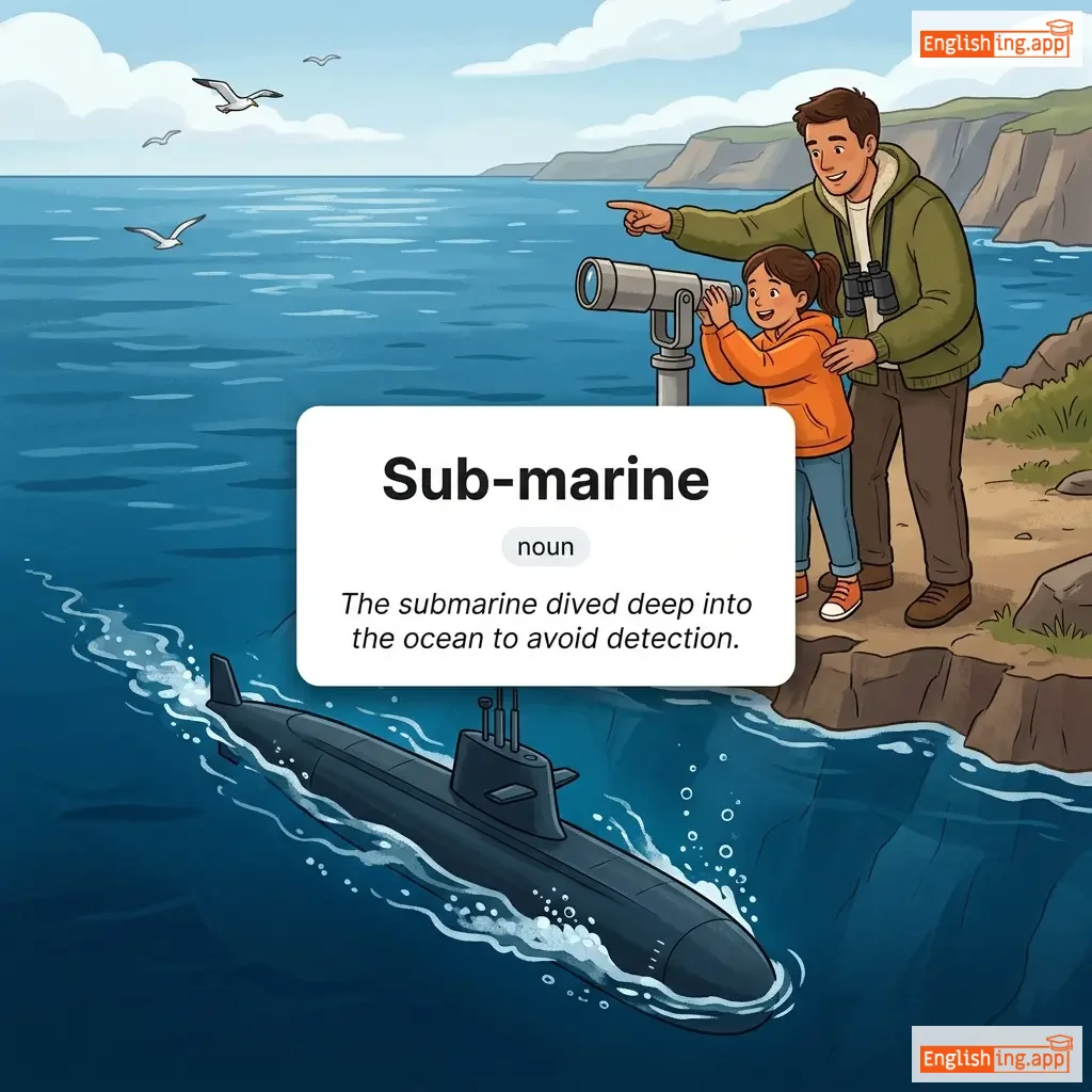 Sub-marine definition card — visual illustration of the meaning