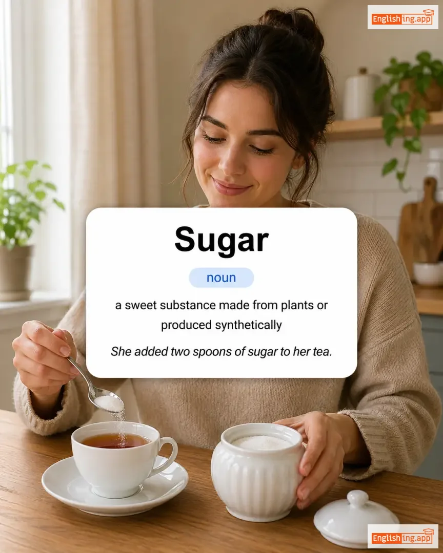 Sugar definition card — visual illustration of the meaning