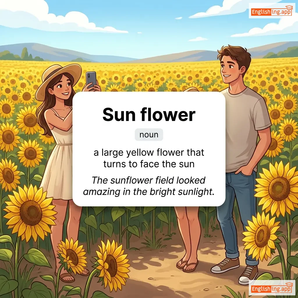 Sun flower definition card — visual illustration of the meaning