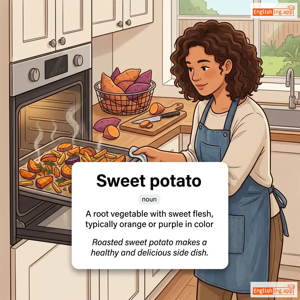 Sweet potato definition card — visual illustration of the meaning