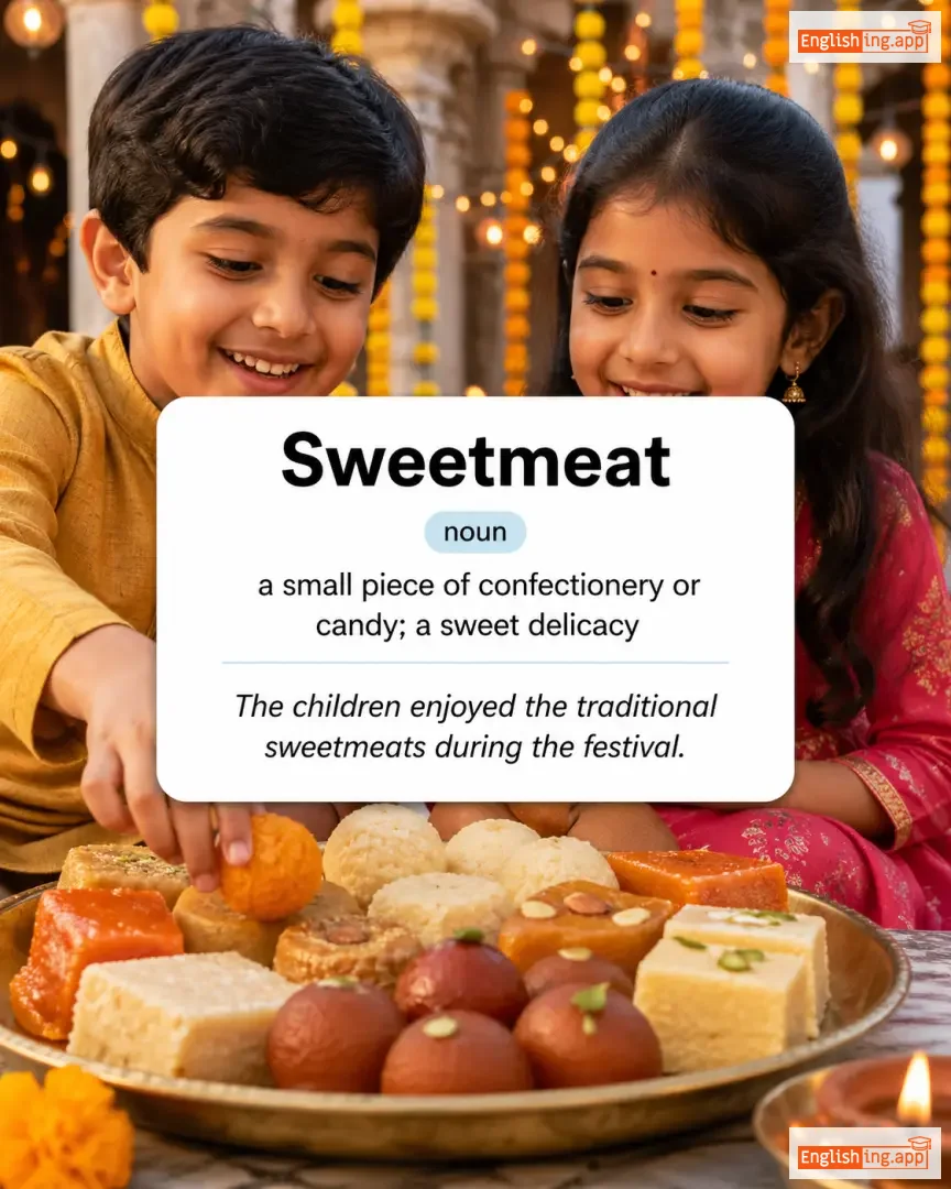 Sweetmeat definition card — visual illustration of the meaning