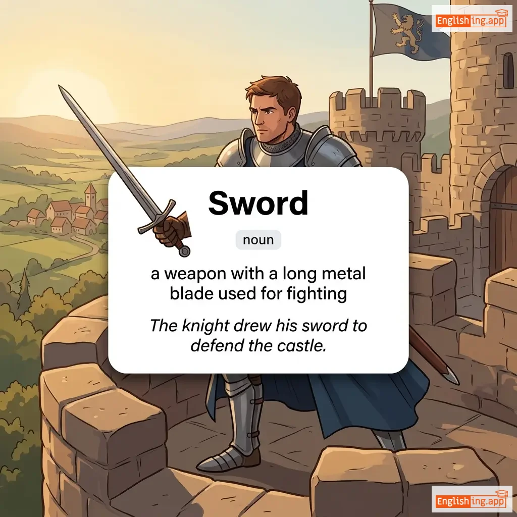 Sword definition card — visual illustration of the meaning