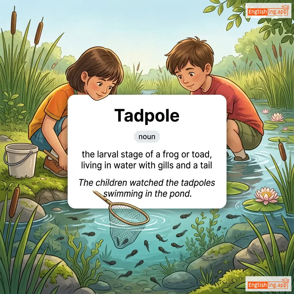 Tadpole definition card — visual illustration of the meaning