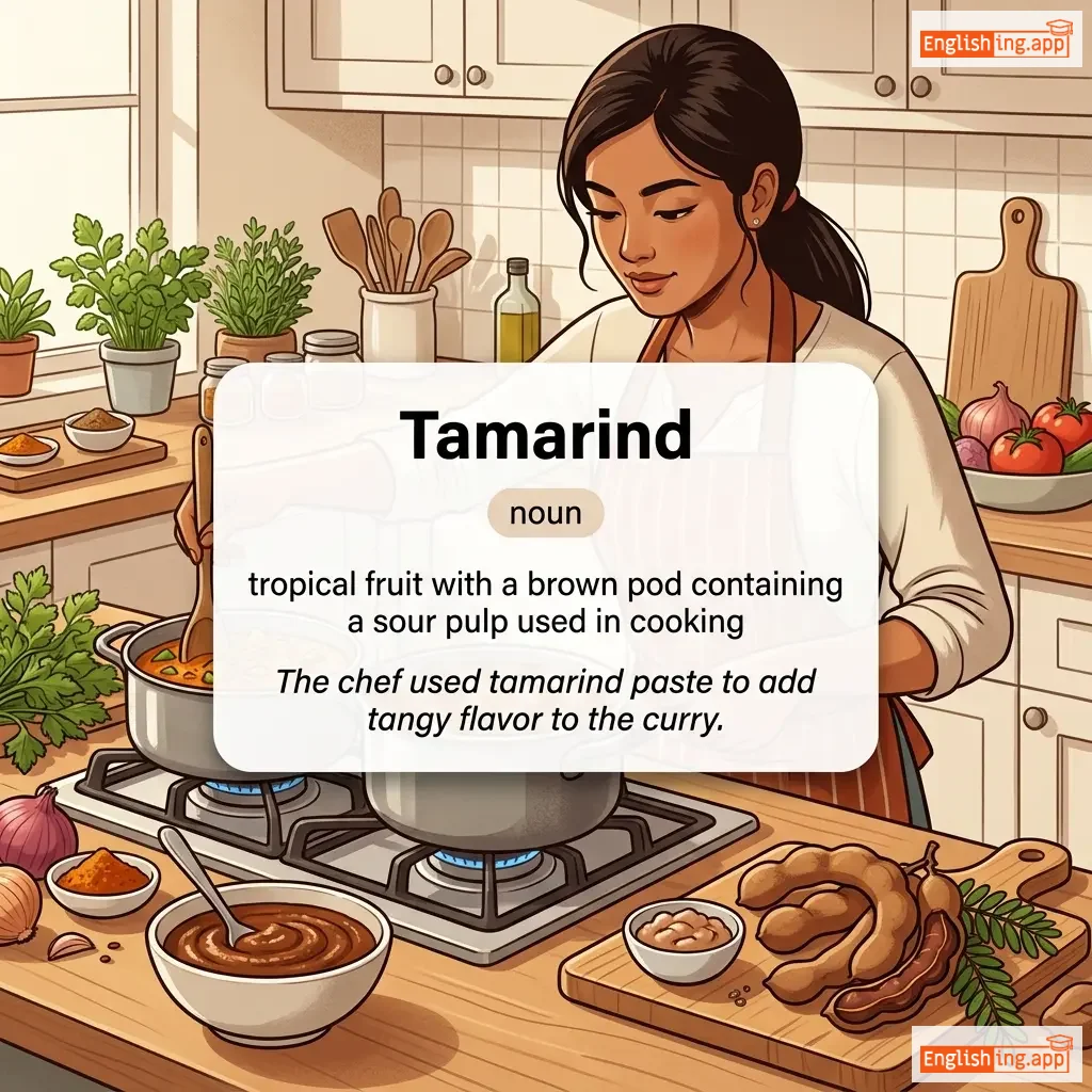 Tamarind definition card — visual illustration of the meaning