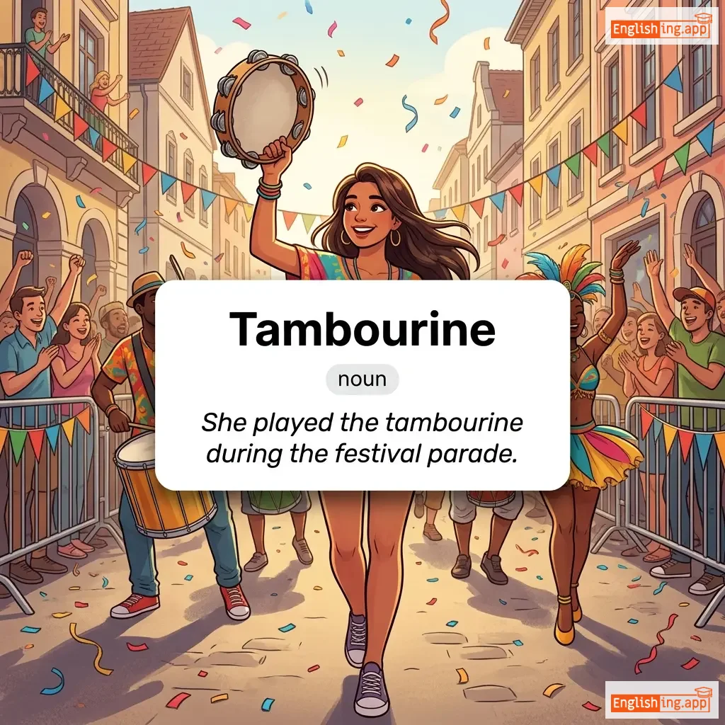 Tambourine definition card — visual illustration of the meaning
