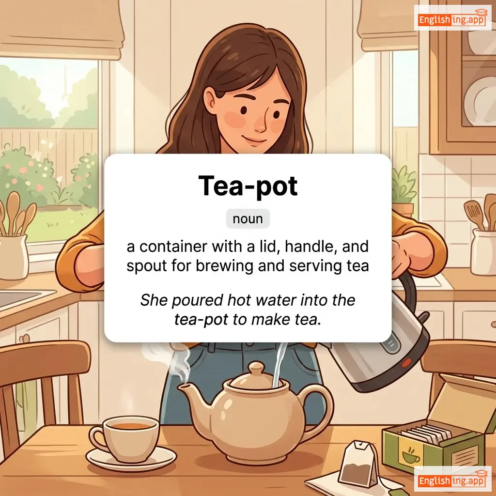 Tea-pot definition card — visual illustration of the meaning